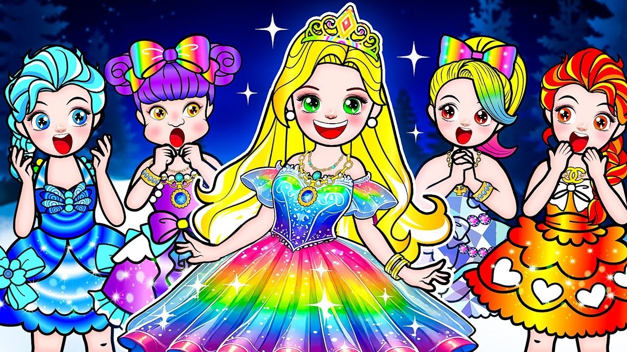 💖Paper Dolls💖 Rich Princess and Poor Rapunzel Best Friends at School - Rapunzel Family