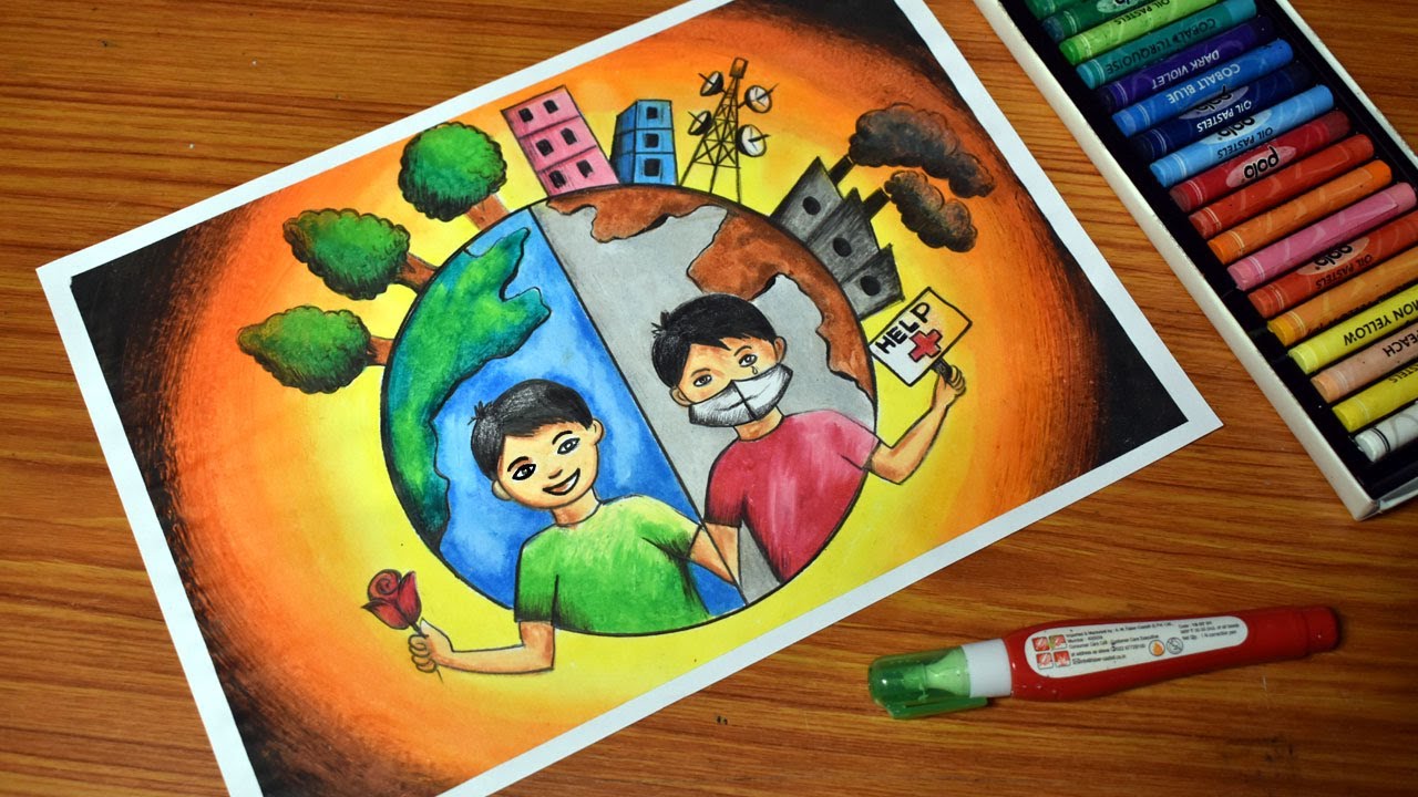 World Environment Day Drawing 2021/ Environment day easy pastel drawing / Save Environment 2021
