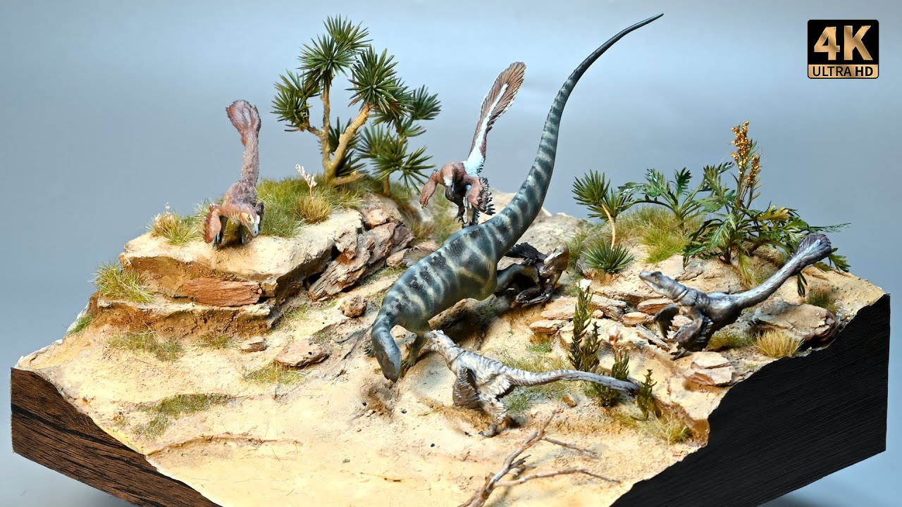 Hunting Raptors Strayed into a Quicksand Pool | Dinosaur Diorama Making
