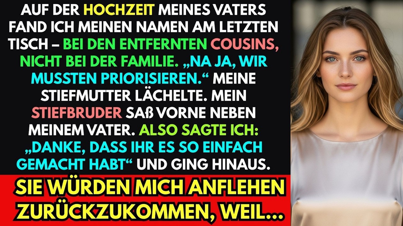 Wir Mussten Prioritäten Setzen.Stiefmutter Lächelte.Ich Bekam Den Letzten Tisch Auf Hochzeit Vaters…