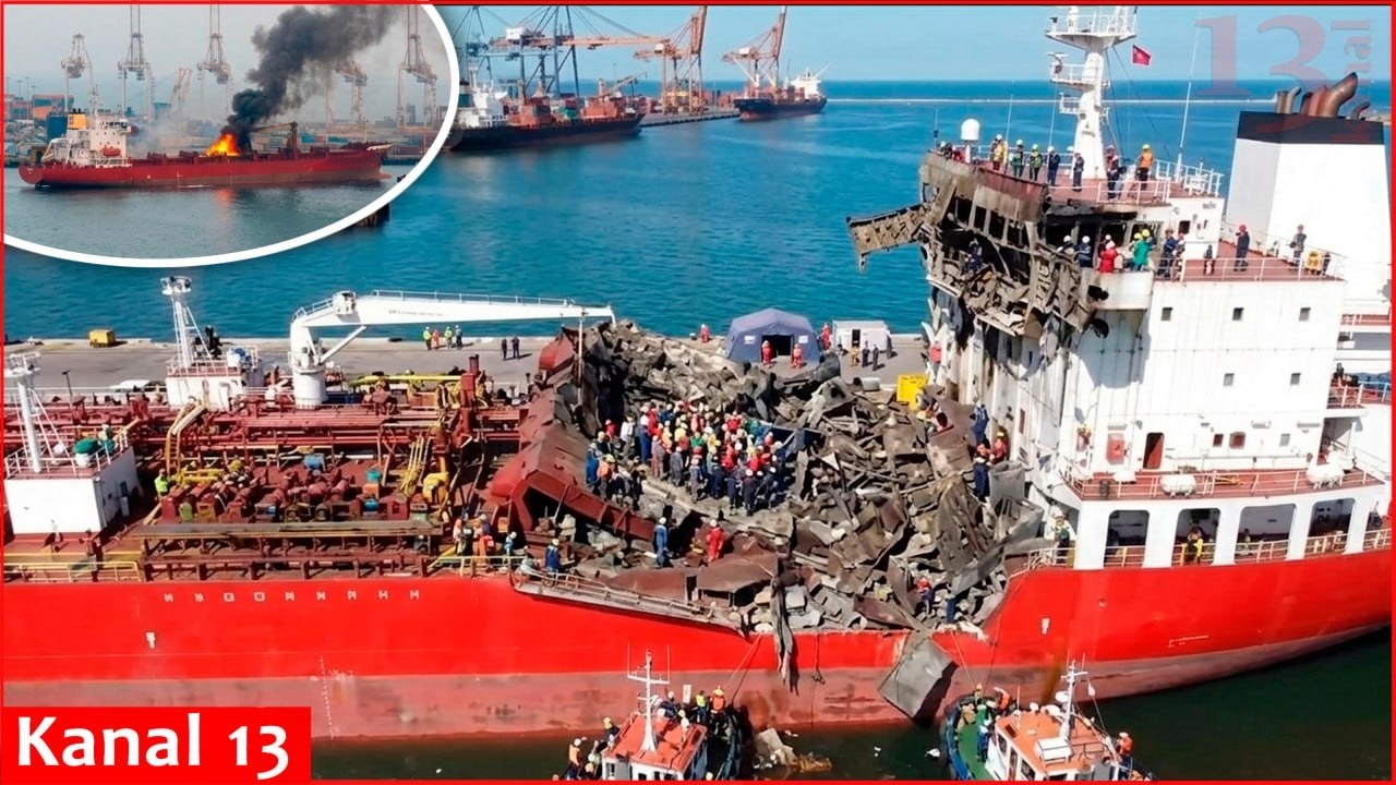 Video of Ukrainian UAV attack on Russian cargo ship in Azov Sea - Panicked passengers show aftermath