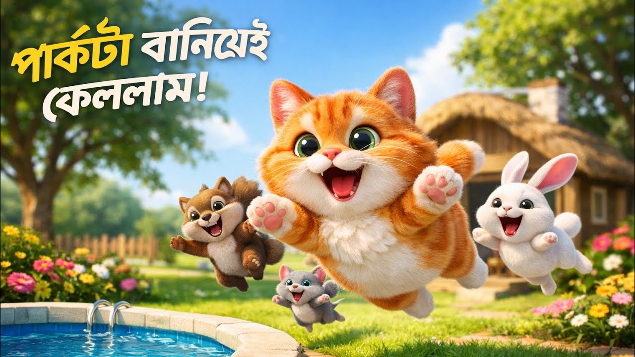 স্বপ্নটা সত্যি! | Cute Cat Builds Small Park 🌿😼 | Team Fun Story” #shorts