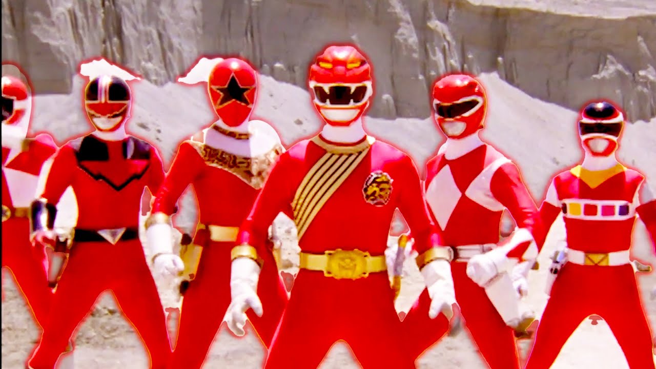 10 RED Rangers Assemble! | Forever Red | Power Rangers Wild Force | Every Morph | Full Scene