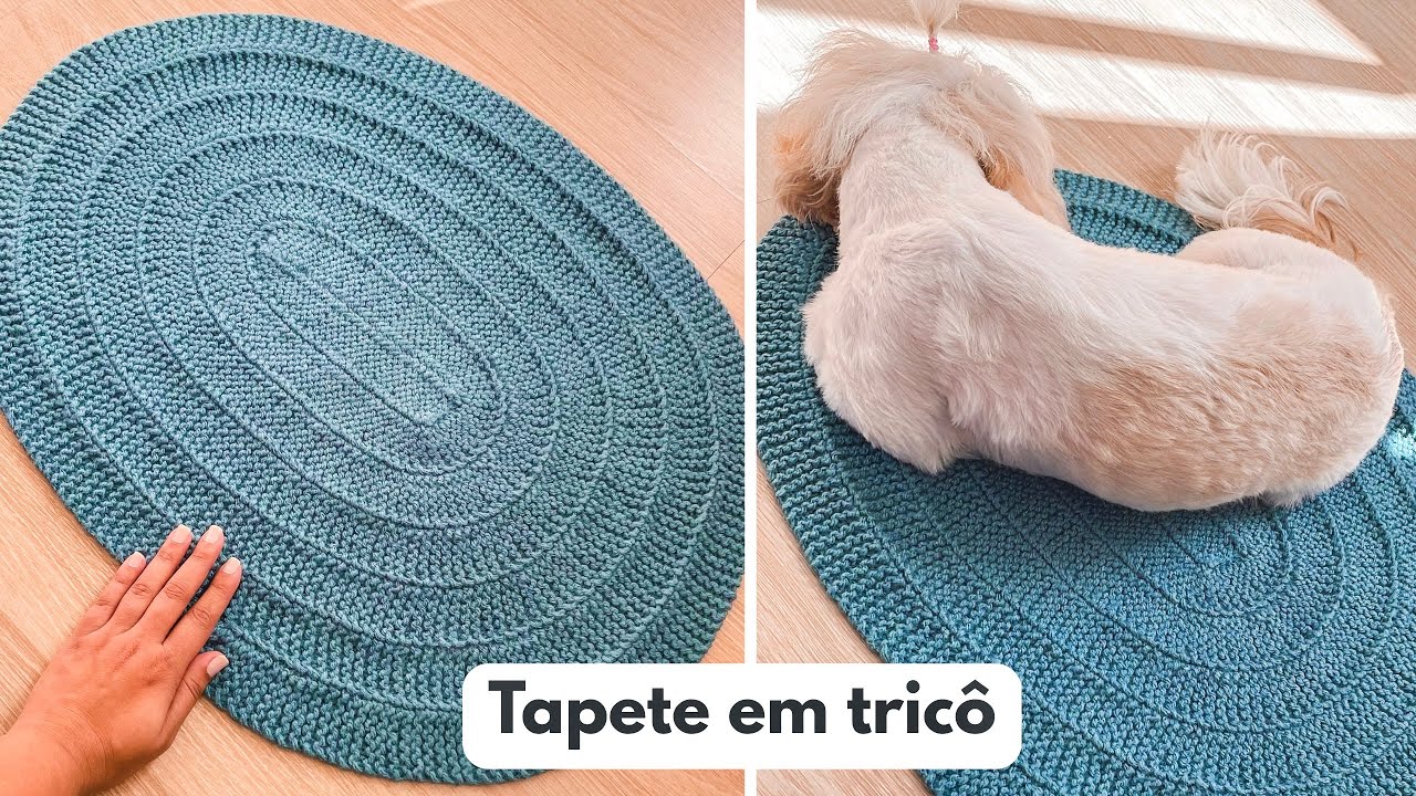 TAPETE EM TRICÔ! Passo a passo fácil para iniciantes de tapete oval/redondo