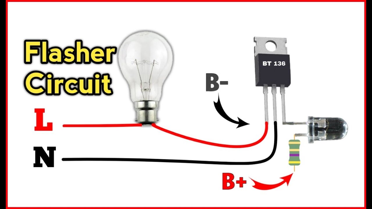 How To Make 220 Volt AC Bulb Flasher Circuit Using BT136 TRIAC/Diy Girish