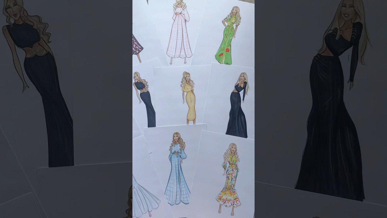12 fashion illustrations with copic markers ✨💗 #illustrator #copic #fashion