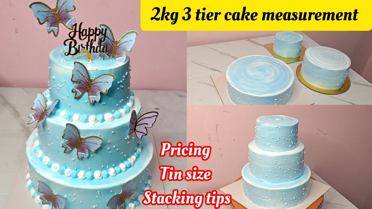 How to make 3 tier cake in 2 kg 😱 || 2kg 3 tier cake measurement 