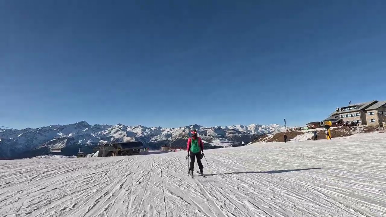 Madonna di Campiglio w Val di Sole: trasa 60-niebieska i jazda za koleżanką