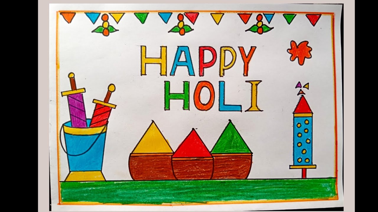 Holi drawing easy | Holi drawing for kids |Holi drawing easy and beautiful |How to draw Holi drawing