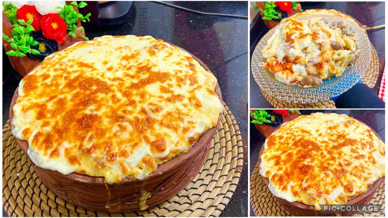 طاجن مكرونة بشاميل بالسجق ( السدق ) جوسي وطعمه تحفه لازم تجربوه وسر البشاميل الكريمي بإضافات خطيرة