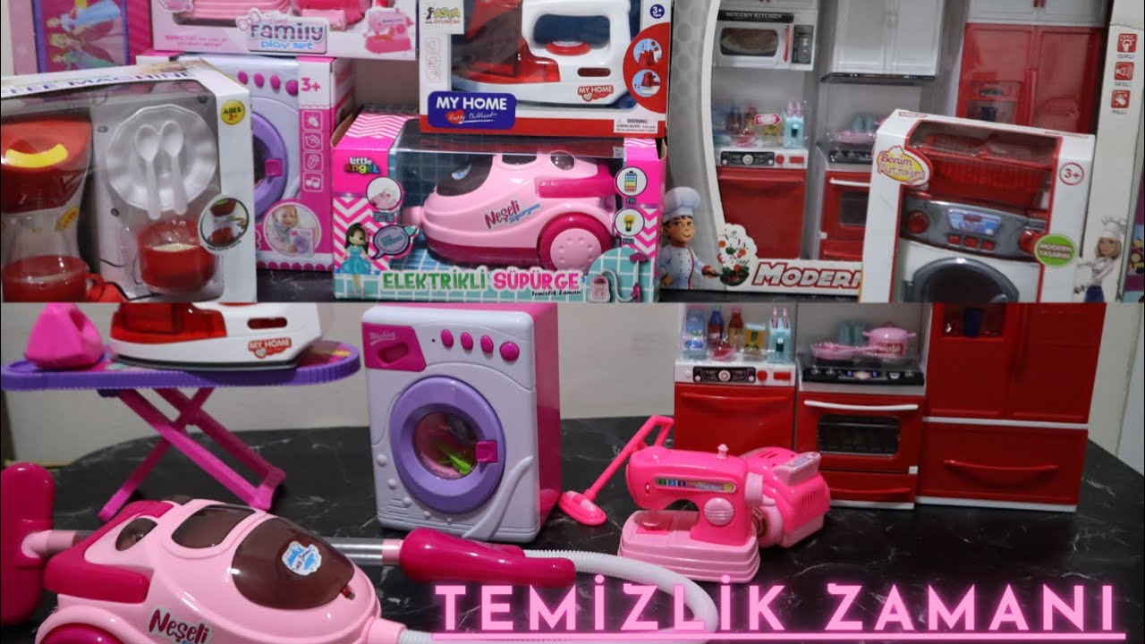 Çocuk Videoları - Oyuncak Açma (Mutfak Seti,Ütü,Çamaşır Makinesi,Süpürge)Temizlik Zamanı :)