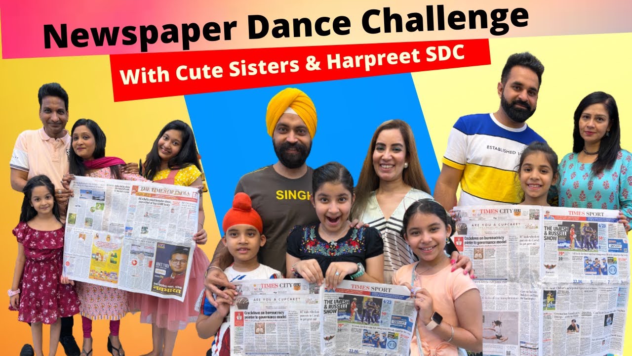 Newspaper Dance Challenge With Cute Sisters & Harpreet SDC | Ramneek Singh 1313 | RS 1313 VLOGS