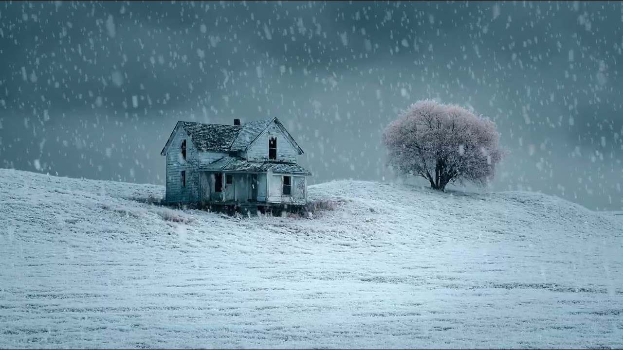 Gentle snowfall during a cold winter night | Cozy ambience sounds for deep sleep and peaceful rest