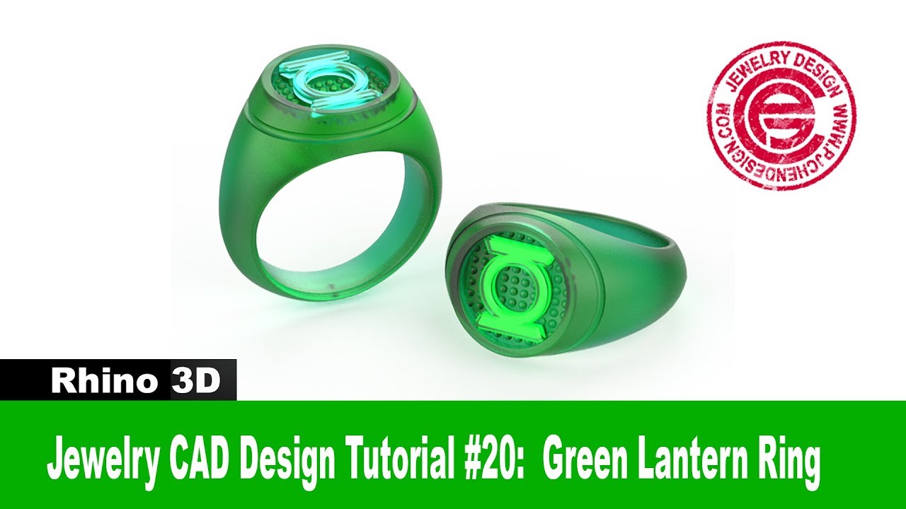 Jewelry CAD Design Tutorial #20: Green Lantern Ring  (有中文字幕)