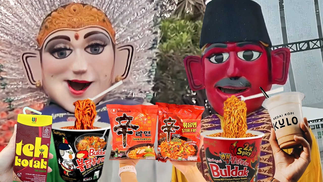 Ondel Ondel Pakai Peci Suka Bnget Makan Mie Pedas sa,pai nambah 2 kalii WOW