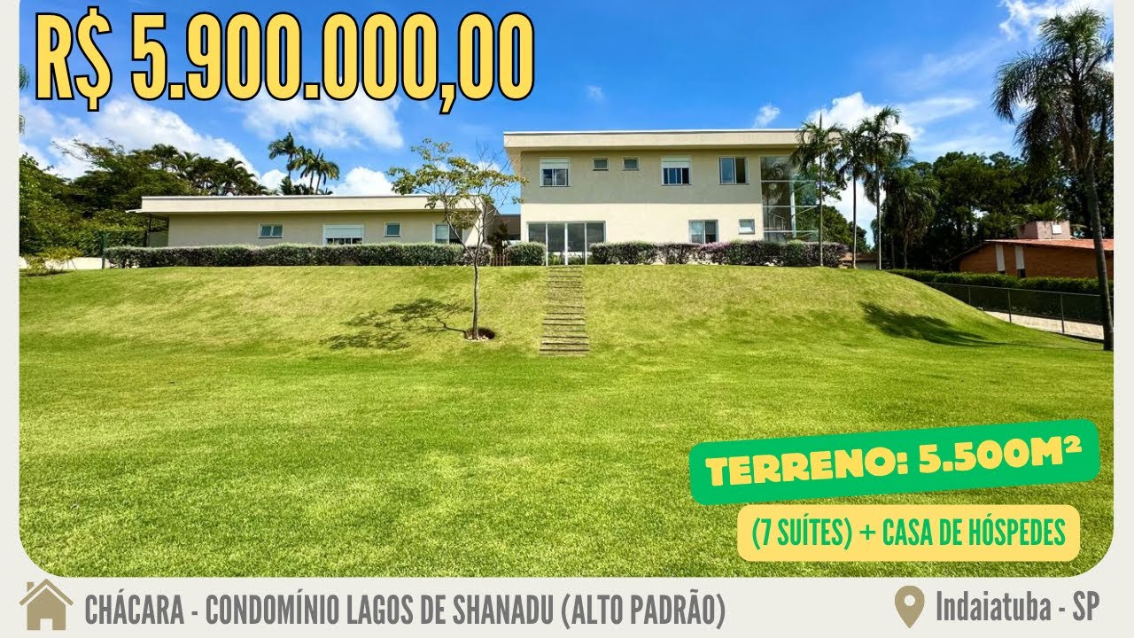 Chácara a venda no condomínio Lagos de Shanadu (Indaiatuba-SP)🇧🇷| 2 Casas | Alto Padrão |