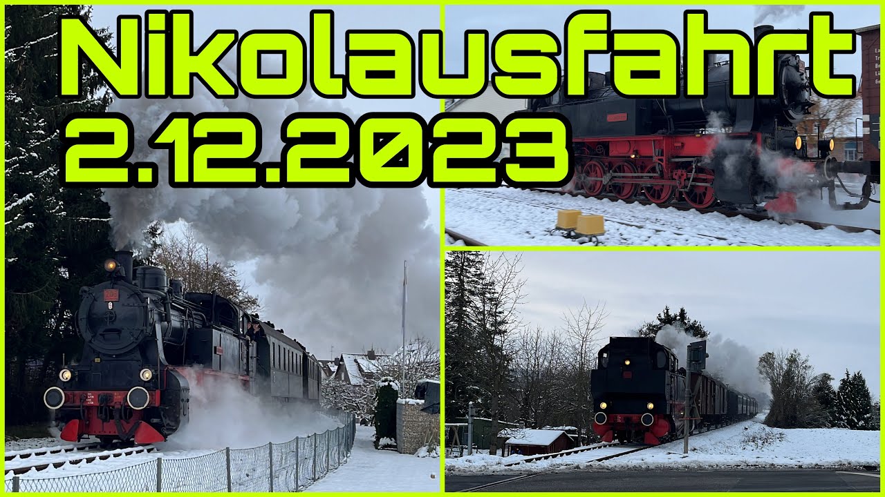 [Dampfnachten] Zug | Nikolausfahrt des Dampfzug Hessencourrier in Baunatal  Schnee am 2.12.2023 [DE]