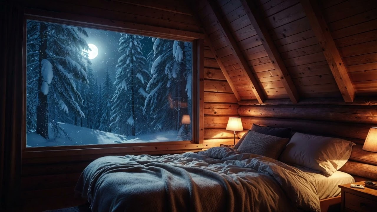 Relaxing Jazz Music – Cozy Winter Cabin Ambience for Sleep & Study