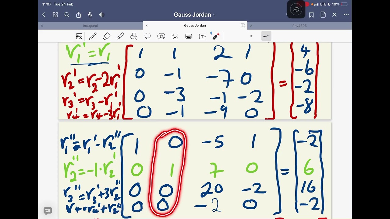 Gauss-Jordan 5 Solutions only
