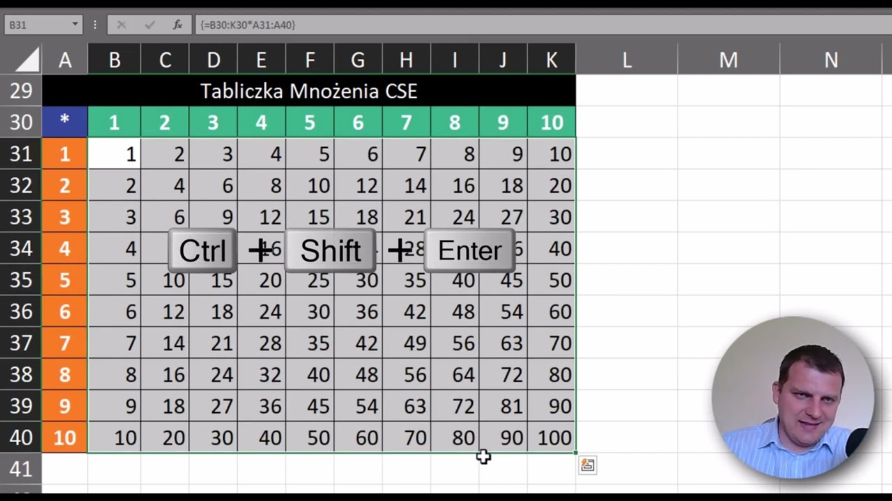 Excel - Obliczanie tabliczki mnożenia formułami tablicowymi | Kurs Excel SuperHero odcinek 1.3 DA