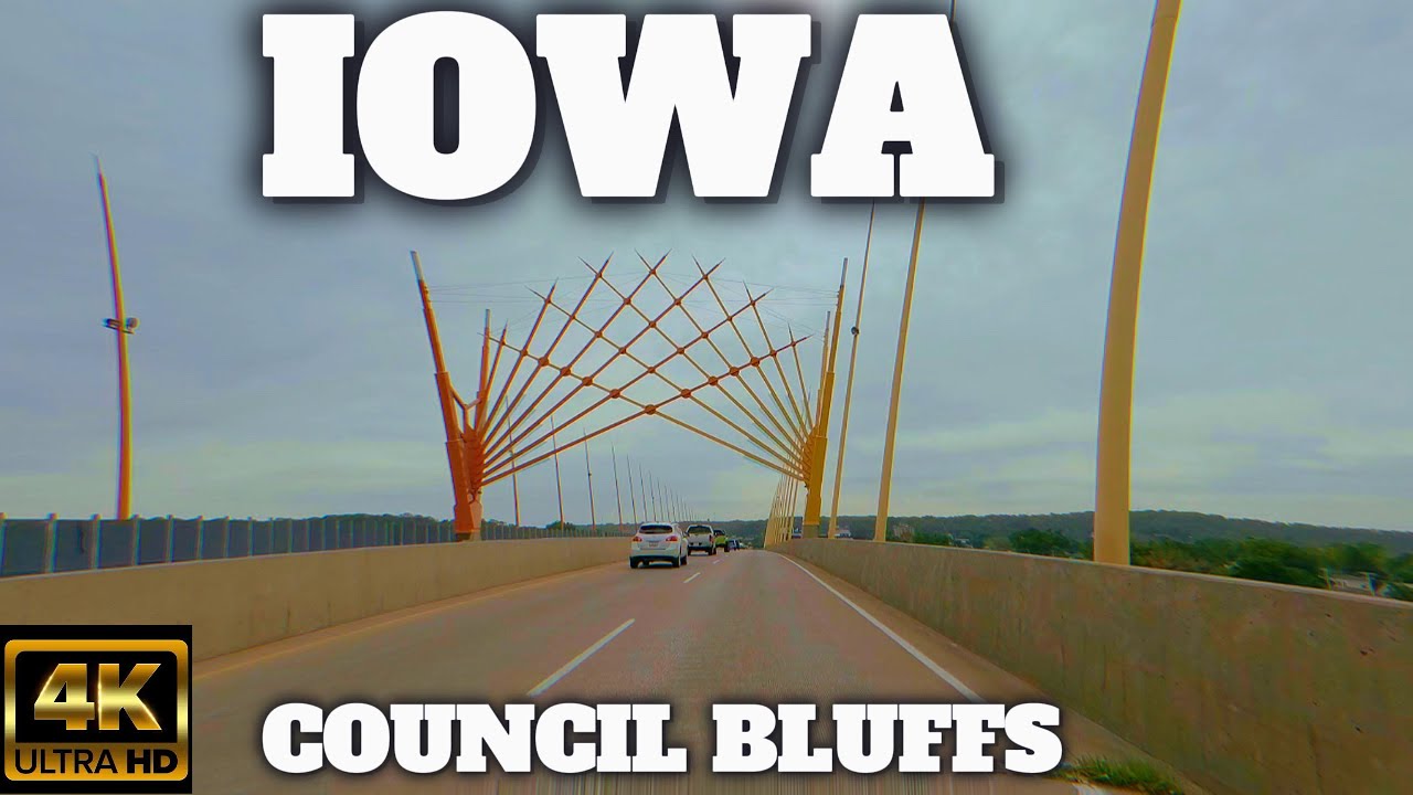 4K- Council Bluffs, Iowa. Driving Tour. Iowa USA