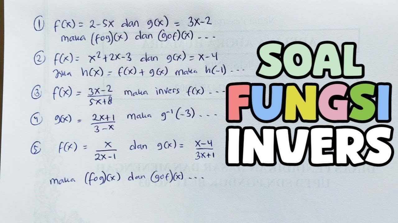JAWAB 5 SOAL FUNGSI INVERS DAN KOMPOSISI‼️