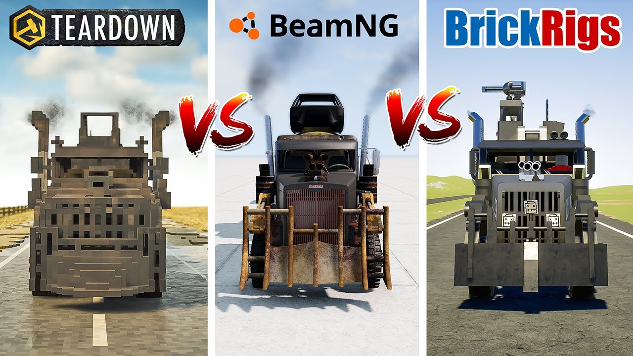 Teardown MAD MAX TRUCK vs BeamNG MAD MAX TRUCK vs Brick Rigs MAD MAX TRUCK