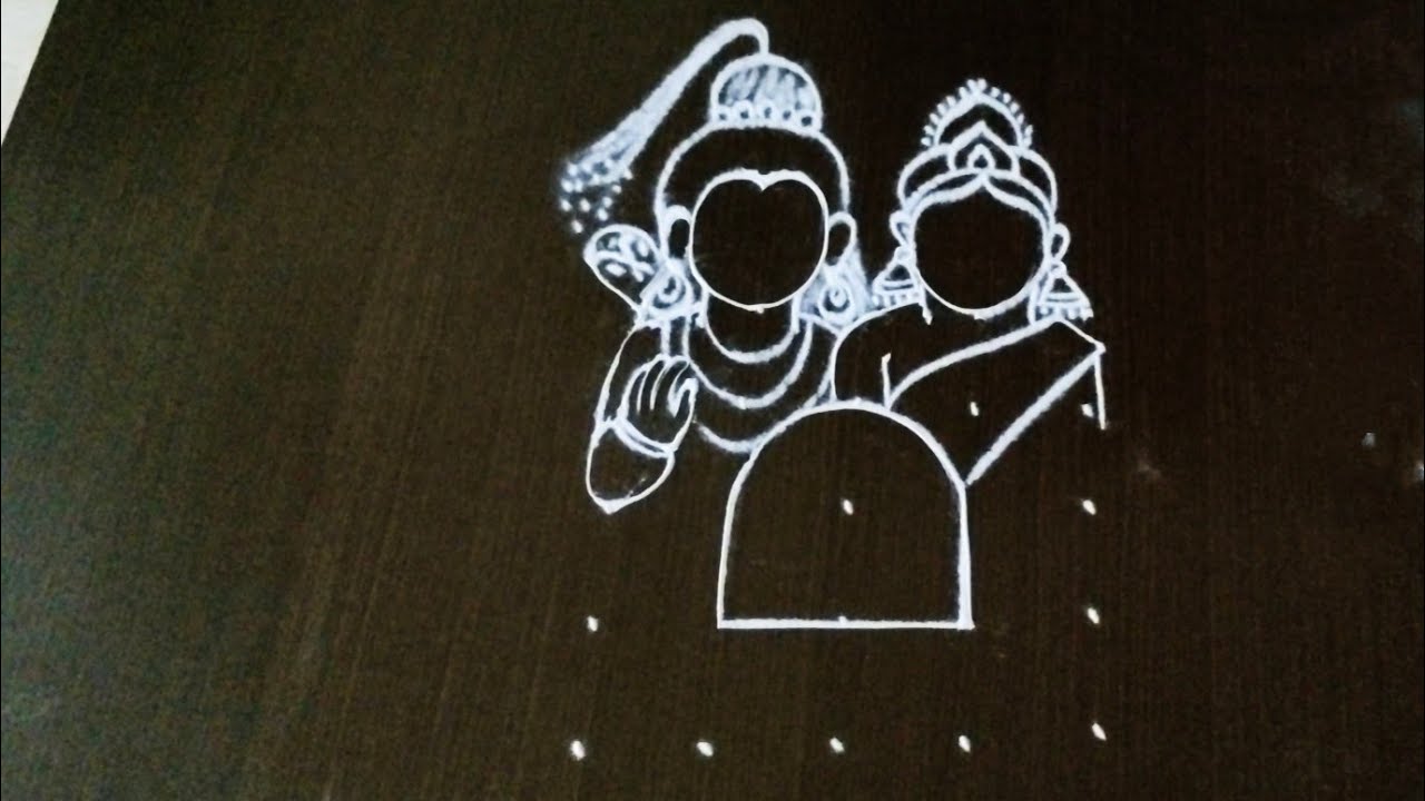 mahadev with parvati devi rangoli design for shivratri/Shiv Linga rangoli with dots@nschannelrangoli