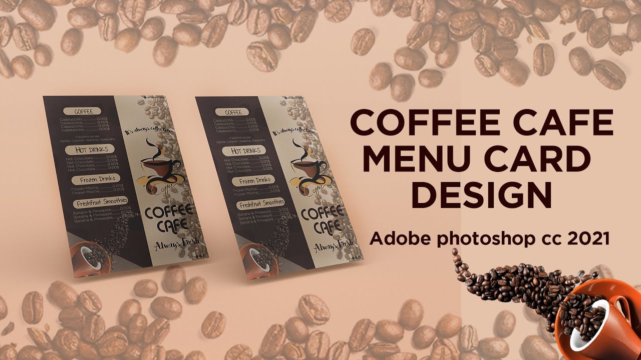 Coffee Cafe Menu Card Design | Adobe Photoshop CC 2021