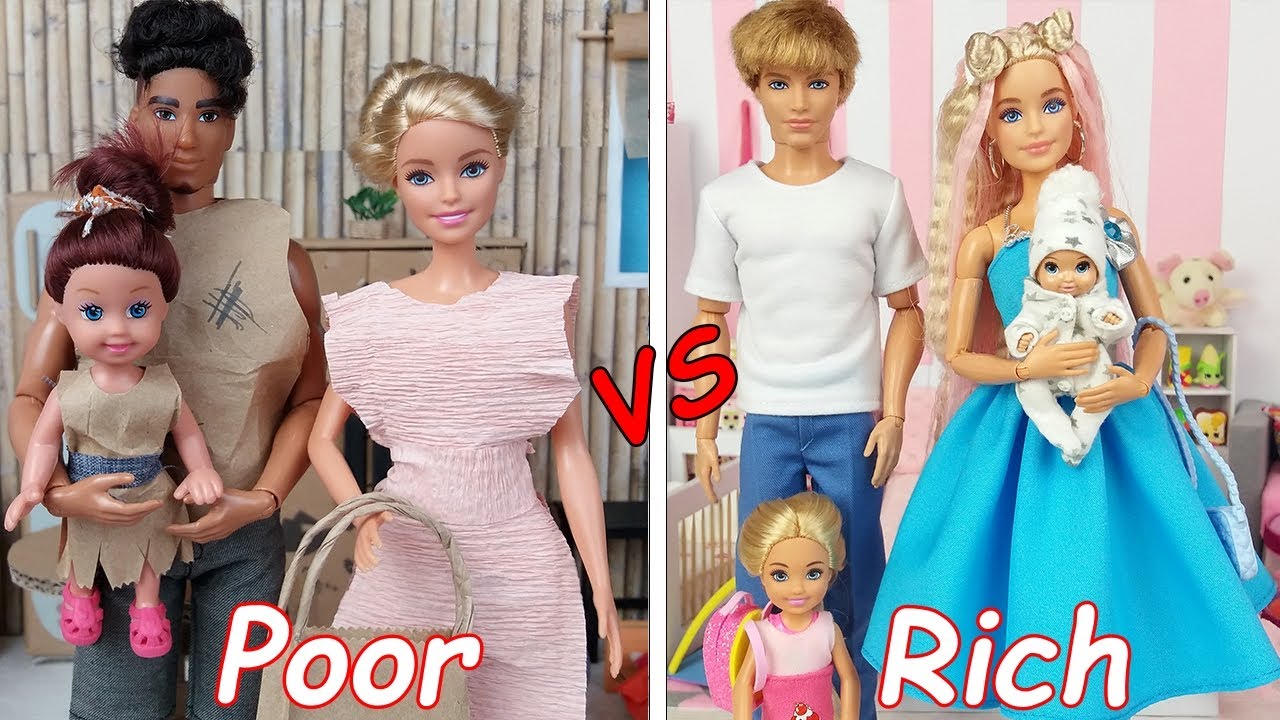 Poor Barbie Doll Family Vs Rich Barbie Doll Family Hacks and Crafts