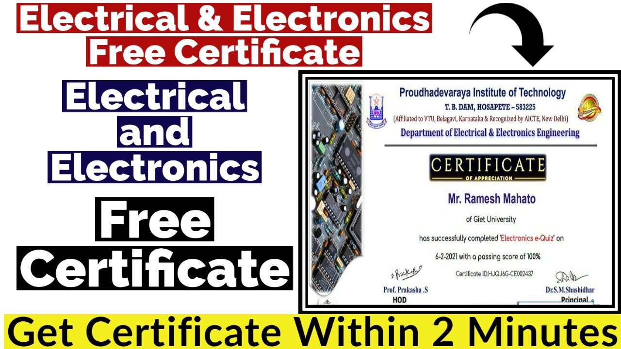 Electrical & Electronics Free Certificate | Electrical Free Certificate | Electronics Certificate