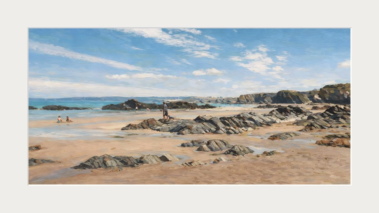 Quiet Cornish Beach (White frame) | Timeless 4K Frame TV Art (2 Hours)