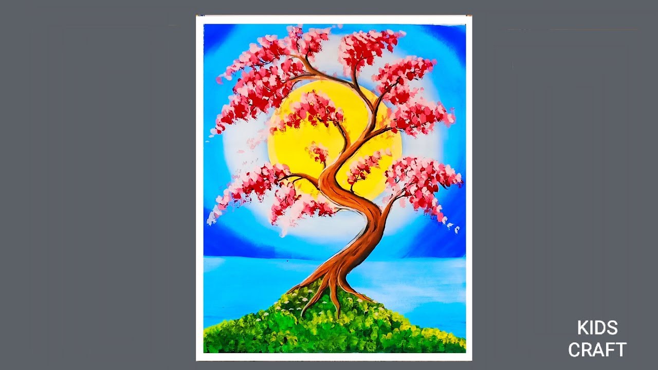 Beautiful landscape painting /🌳tree painting || Pallavi Drawing Academy ||