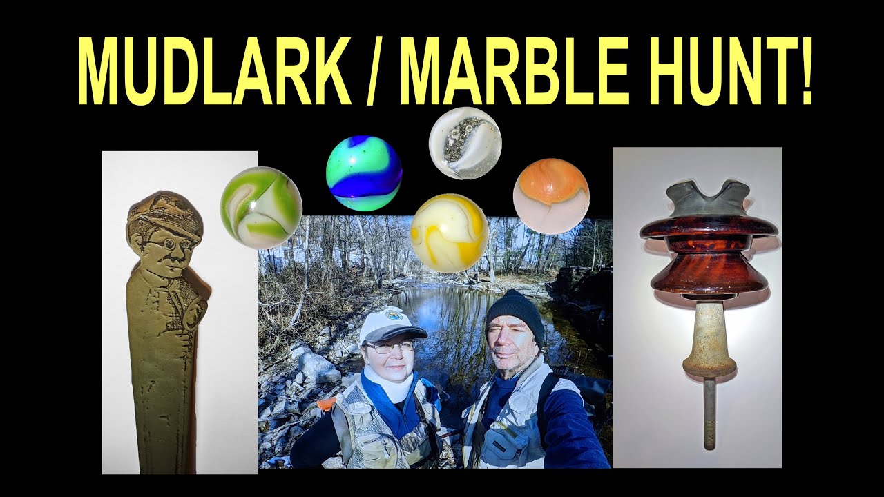 MARBLES, INSULATOR, MANY VINTAGE FINDS! MUDLARKING, RIVER PICKING ADVENTURE w MASS RIVER PICKERS