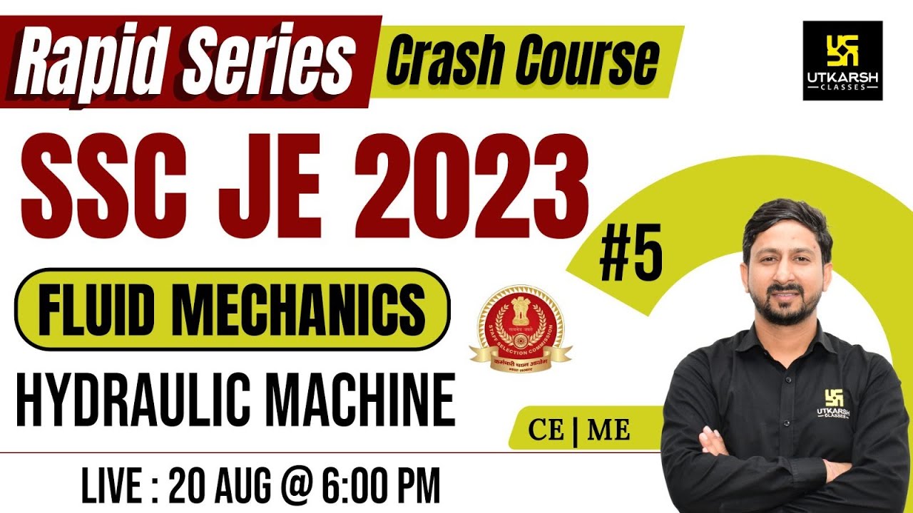 SSC JE 2023 Fluid Mechanics | Hydraulic Machine | Fluid Mechanics Crash Course | Anil Sir