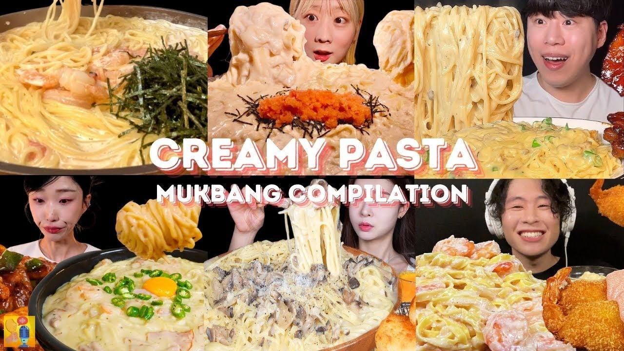 *30 MINS* CREAMY PASTA ALFREDO MUKBANG *ASMR* COMPILATION |  BIG BITES | EATING SOUNDS