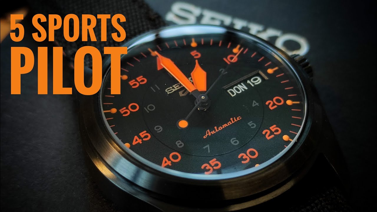 SEIKO 5 Sports New Military Pilot SRPH33 review deutsch, Automatikuhr, Street Series Orange