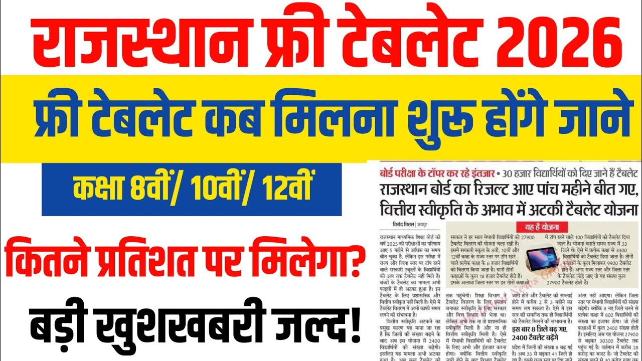 The Rajasthan Tablet Scheme Explained/RAJASTHAN FREE KAB MILENGE 2026/FREE TABLET YOJANA 2025