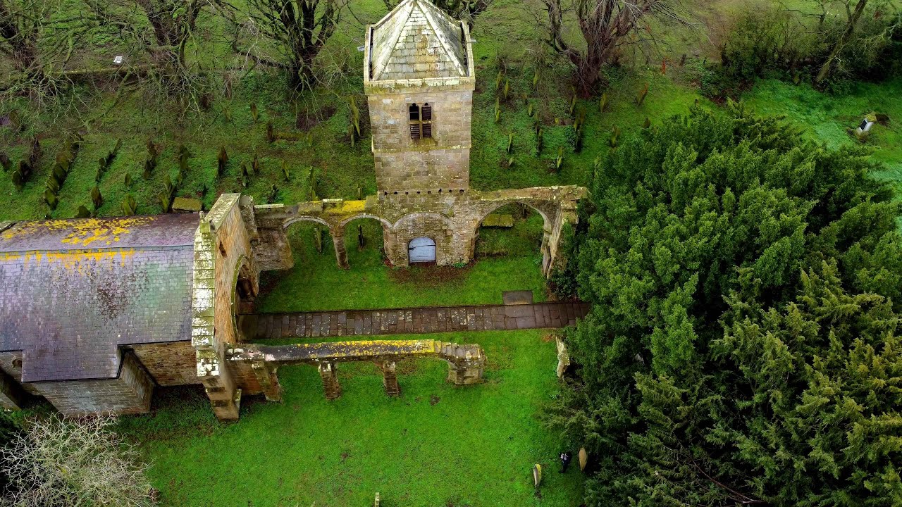 Medieval mysteriously abandoned Old Church of Whorlton | 4k Cinematic Drone Film