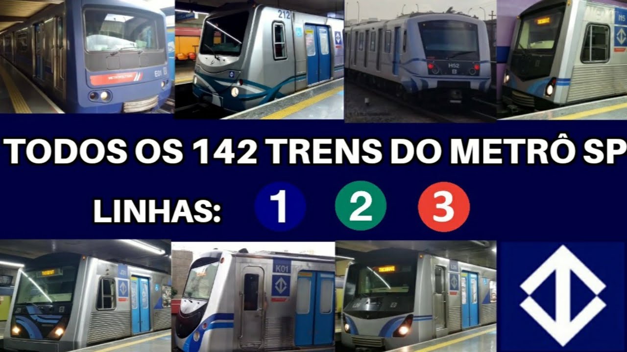 Todos os 142 trens do Metrô SP - Linhas 1-Azul, 2-Verde e 3-Vermelha