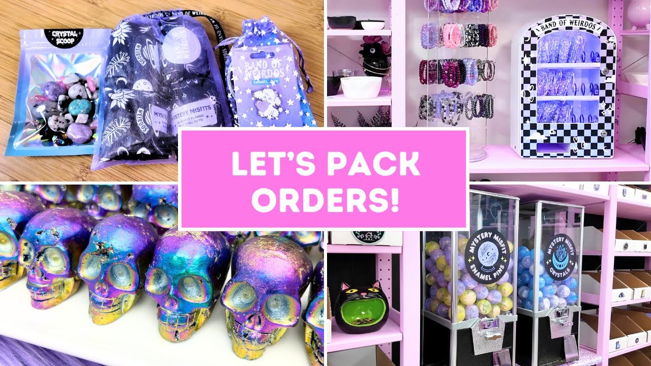 ♡ STUDIO VLOG ♡ Packing orders! / Crystals, pins & mystery machines / Small business day in the life