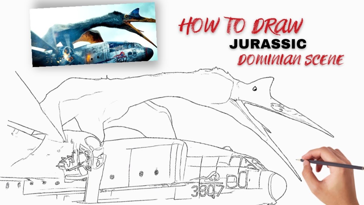 Quetzalcoatlus Attack scene Sketch | Jurassic world dominion scene | step by step 