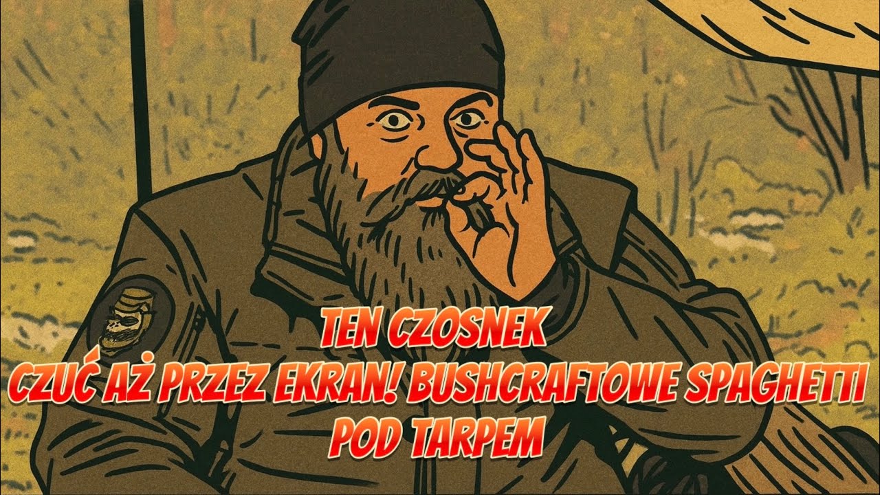 Ten czosnek czuć aż przez ekran! Bushcraftowe spaghetti pod tarpem