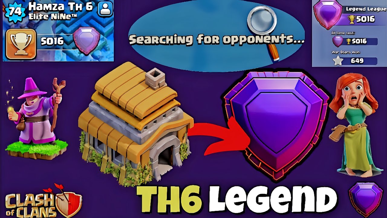 Th6 Legend League 💜5016🏆 Attacks Using Apprentice Warden/Th6 Best 🏆Pushing Strategy#clashofclans