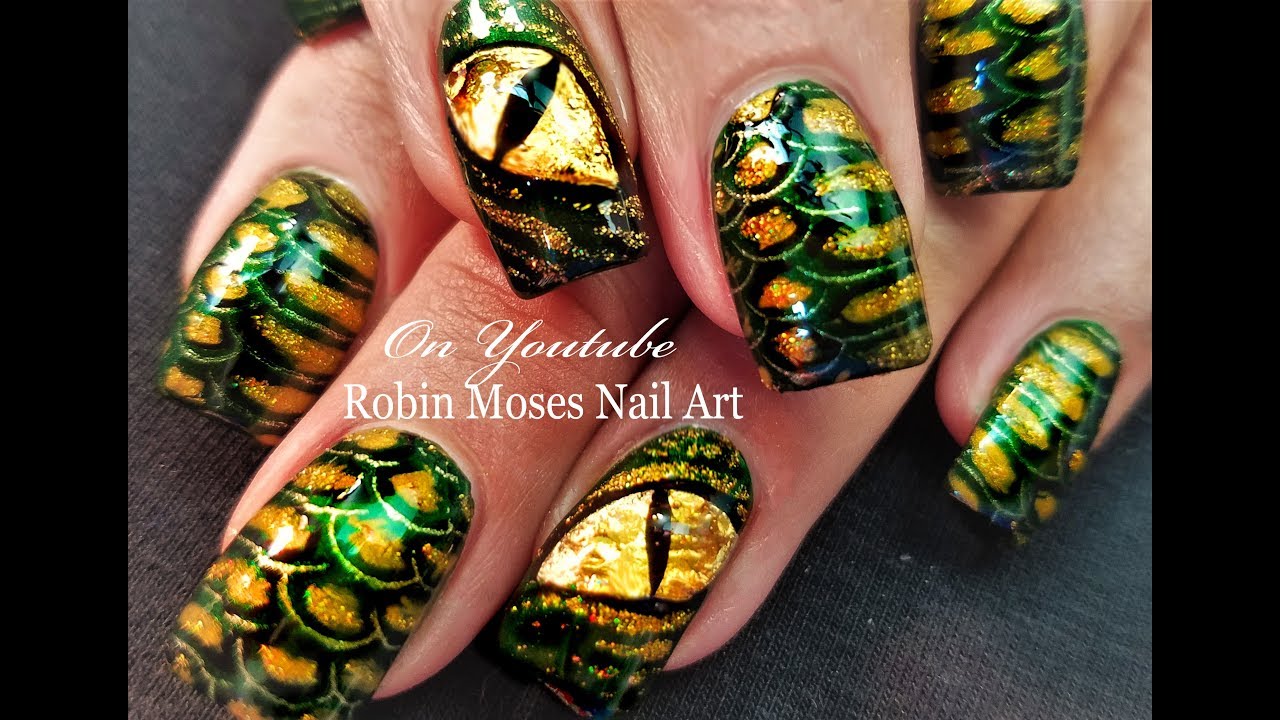 Reptilian Alien Nail Art | DIY Halloween Lizard People Nails Design Tutorial