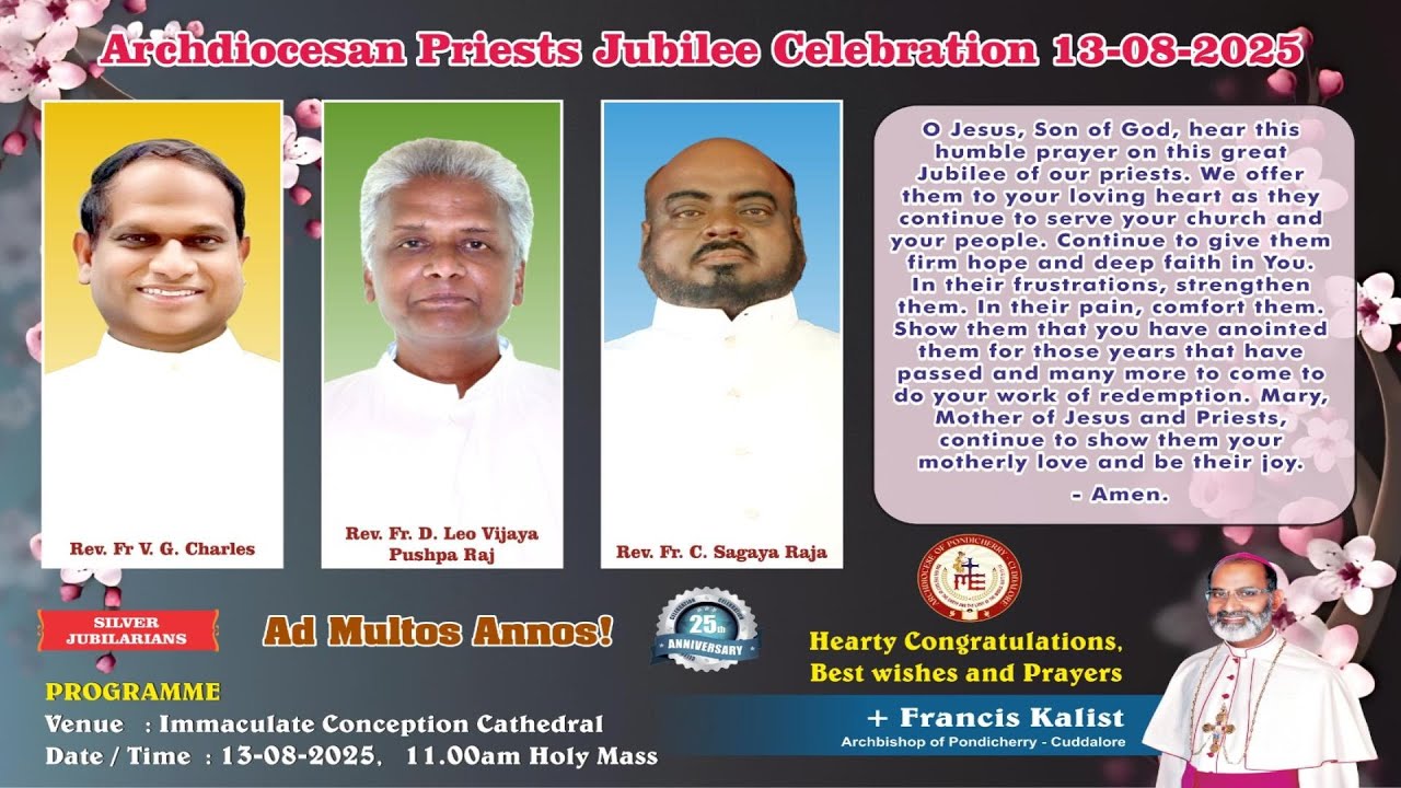🔴Live - Archdiocesan Priests Jubilee Celebration | Immaculate Conception Cathedral, Puducherry.
