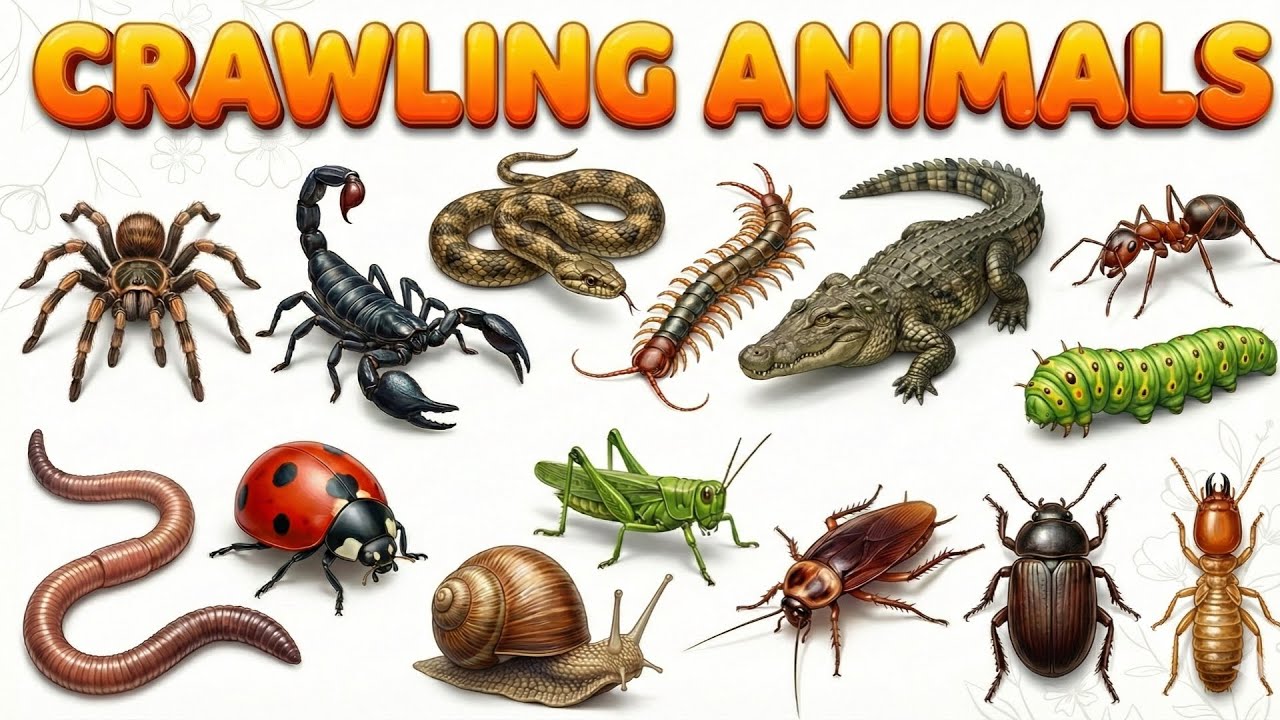 20 Crawling Animals Name in Hindi and English | रेंगने वाले जानवरों के नाम | Insects Name | Jan 21