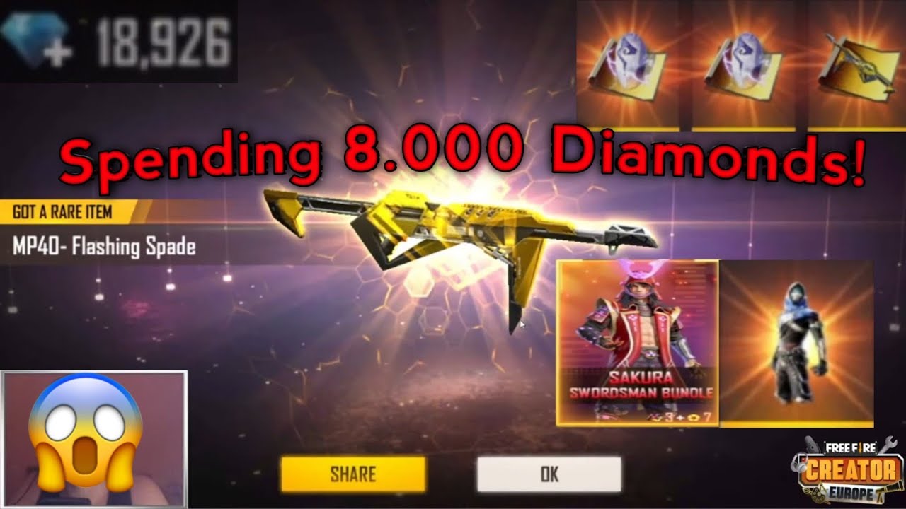 I GOT GOLD MP40, SAKURA SWORDSMAN AND STAR CRYSTAL SKINS!😍SPENDING 8000 DIAMONDS IN NEW INCUBATOR?!👀