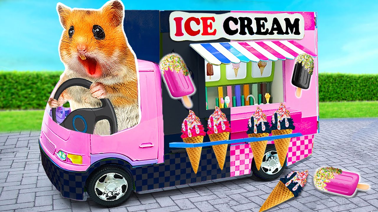 Hamster And The Challenge With Street Ice Cream Truck! | Hammy Haven🐹