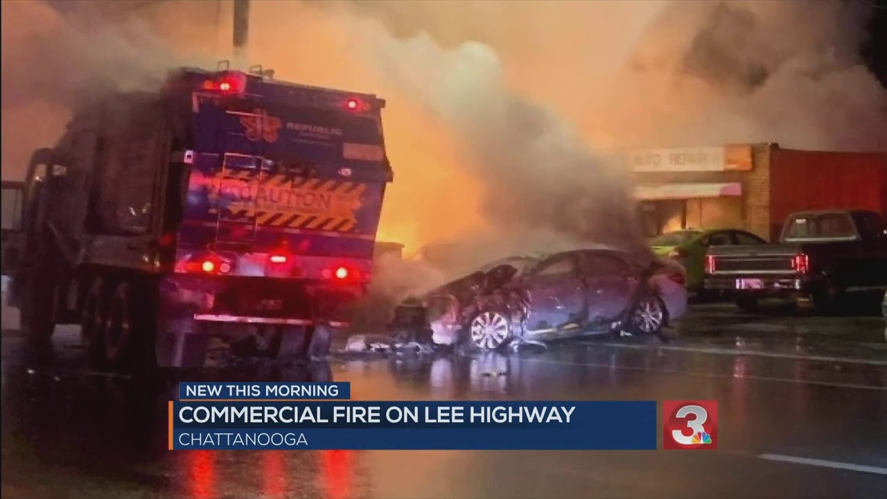 Two injured after crash leads to vehicle fire commercial building fire